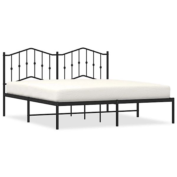 vidaXL Bettgestell, Bettrahmen mit Kopfteil Metall Schwarz 160x200 cm günstig online kaufen