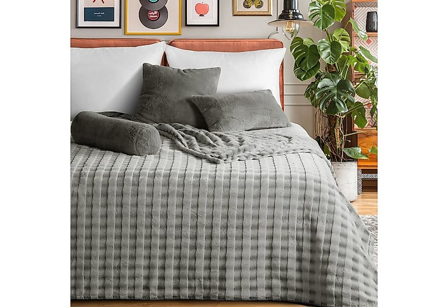 Wohndecke CUBE, Design91, Decke mit 3D-Effekt Karo – weiche Sofadecke 150x2 günstig online kaufen