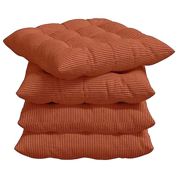 vidaXL Sitzkissen 4 Stk Rot-Orange 40 x 40 x 6 cm Cordstoff 42015188 günstig online kaufen