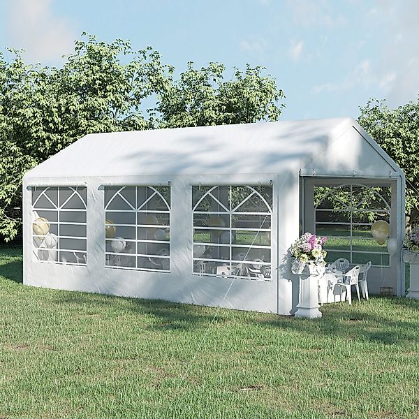 Outsunny Pavillon Partyzelt Garten Festzelt Gartenpavillon mit 4 Seitenwänd günstig online kaufen