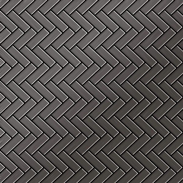 ALLOY Mosaik Fliese Massiv Metall Titan Hochglanz Dunkelgrau 1,6mm Herringb günstig online kaufen