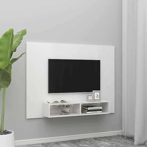 Tv-wandschrank Hochglanz-weiß 135x23,5x90 Cm Spanplatte günstig online kaufen
