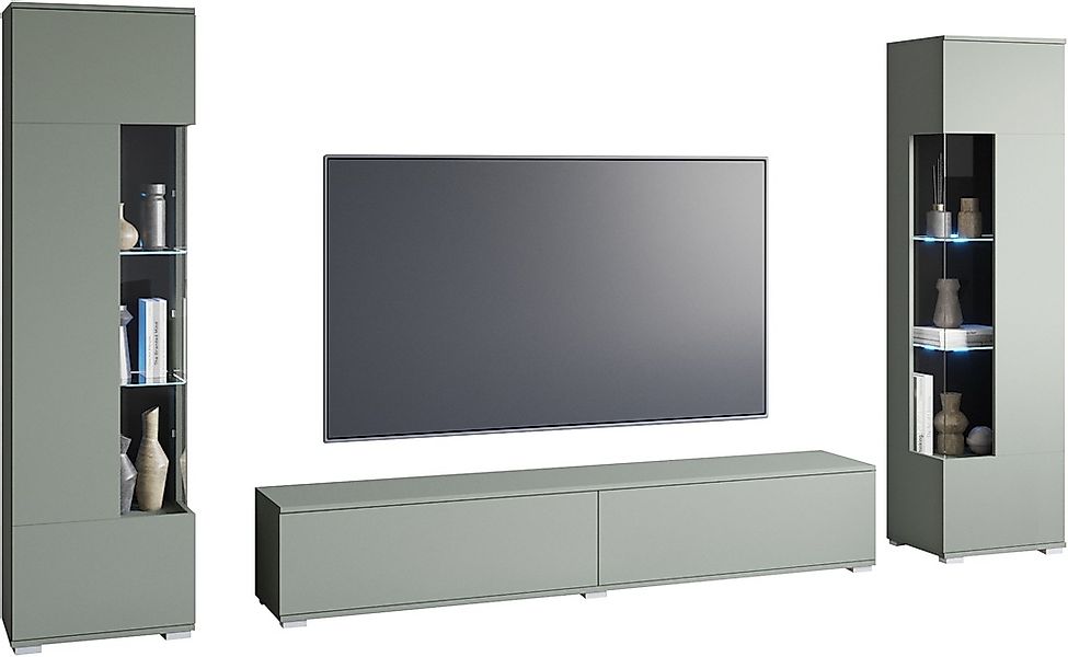 INOSIGN Wohnwand "Kenia, Vitrine Türanschlag links/rechts wechselbar", (3 S günstig online kaufen