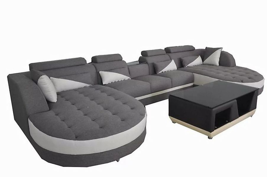 Xlmoebel Sofa Zeitgemäße Stoffsofa mit USB-Anschluss und Couchtisch für, He günstig online kaufen