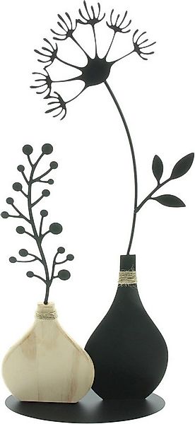 Dekoleidenschaft Dekoobjekt "Vasen" aus Metall, schwarz & Holz, 49 cm hoch, günstig online kaufen
