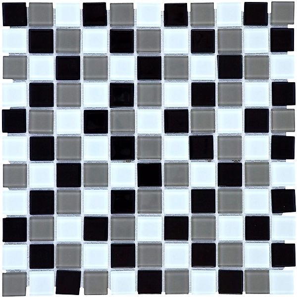 Mosaikmatte Glas Schwarz Beige Weiß Translucent 30 cm x 30 cm günstig online kaufen