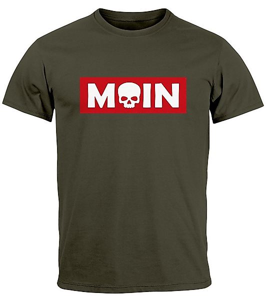 Neverless Print-Shirt Herren T-Shirt Schriftzug Moin Skull Totenkopf Aufdru günstig online kaufen