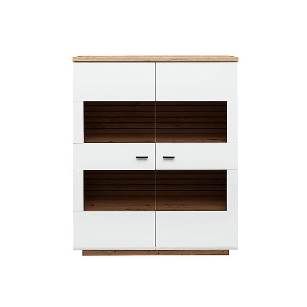 Highboard 110cm breit, weiß mit Eiche, FALLON-55 günstig online kaufen