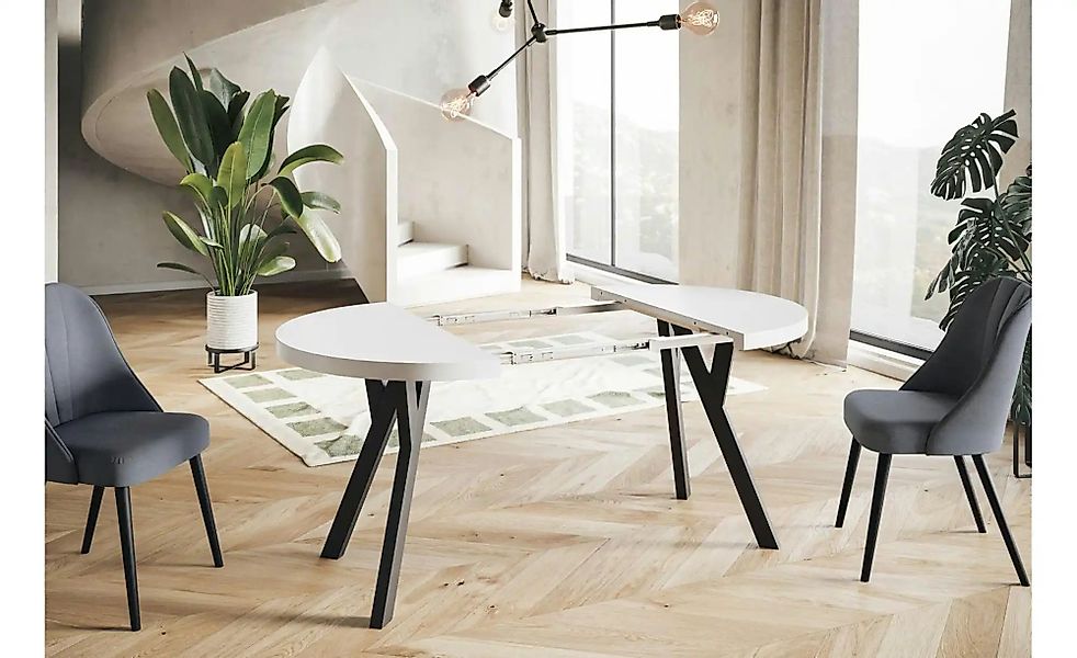Esstisch ausziehbar Ove ¦ weiß ¦ Maße (cm): B: 90 H: 77  Ø: 90 Tische > Ess günstig online kaufen