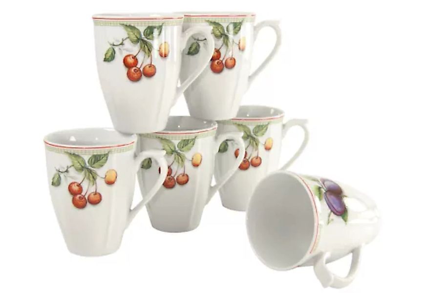 CreaTable Becher »Kaffeebecher Flora Orchard«, (Set, 6 tlg.), Tassen Set, 6 günstig online kaufen