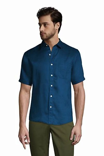 Leinenhemd mit kurzen Ärmeln, Classic Fit, Herren, Größe: XL Normal, Blau, günstig online kaufen
