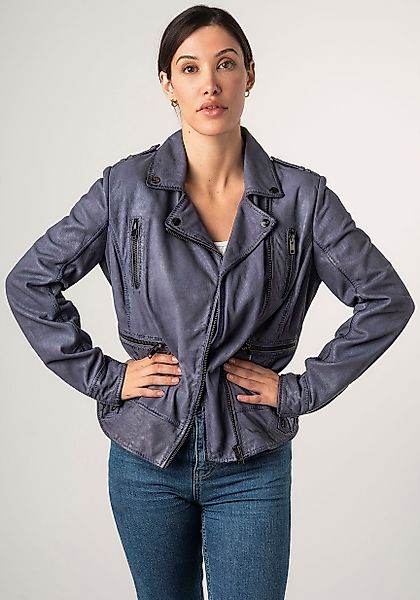 Mauritius Lederjacke "2Wtashi", mit Schulterklappen, mit Nieten, mit Zipper günstig online kaufen