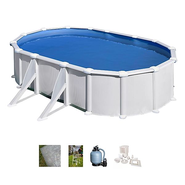 Gre Stahlwand-Pool Atlantis 610 cm x 375 cm x 132 cm Oval Weiß günstig online kaufen