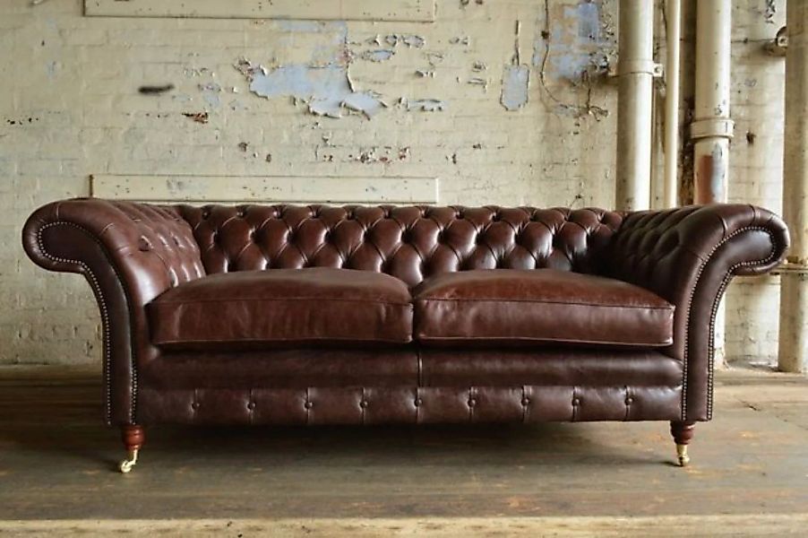 JVmoebel 3-Sitzer Chesterfield Design Luxus Polster Sofa Couch 100% Leder S günstig online kaufen