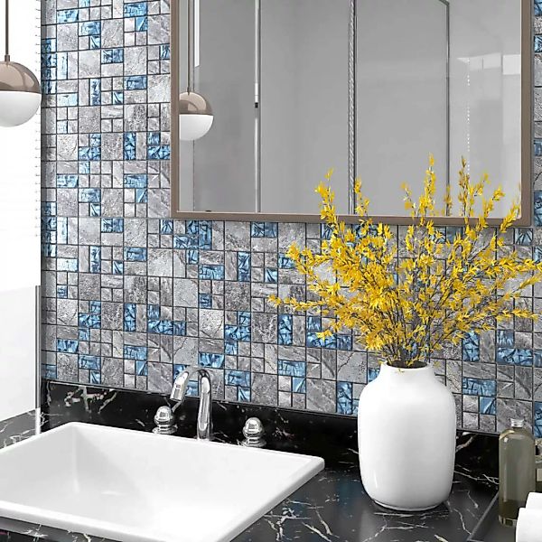 Mosaikfliesen 22 Stk. Grau Blau 30x30 Cm Glas günstig online kaufen