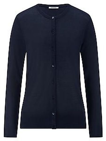 Strickjacke Rundhals-­Ausschnitt Peter Hahn blau günstig online kaufen