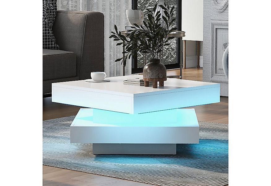 autolock Couchtisch Hochglanz Couchtisch mit 16-farbigem LED-Licht,drehbare günstig online kaufen