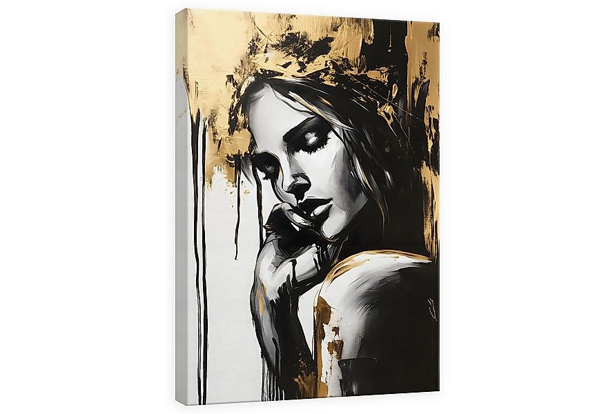 Wallarena Leinwandbild XXL Abstrakt Frau Glamour Gold Wand Deko Wohnzimmer günstig online kaufen