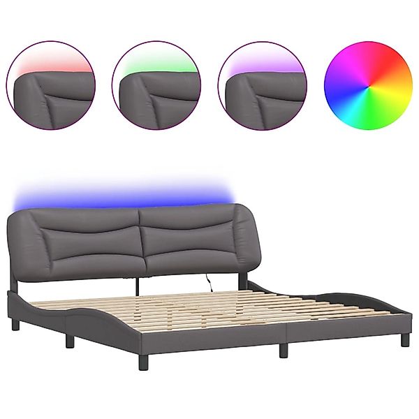 vidaXL Bettgestell mit LED ohne Matratze Hvar Grau 200x200 cm Kunstleder 32 günstig online kaufen