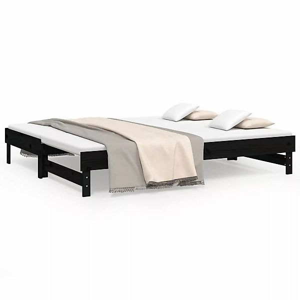 Vidaxl Tagesbett Ausziehbar Schwarz 2x(90x200) Cm Massivholz Kiefer günstig online kaufen