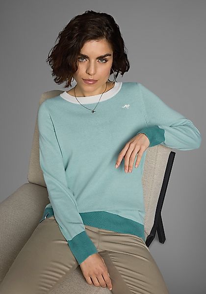 KangaROOS Rundhalspullover mit Knopfleiste hinten und Konstrast-Bündchen günstig online kaufen