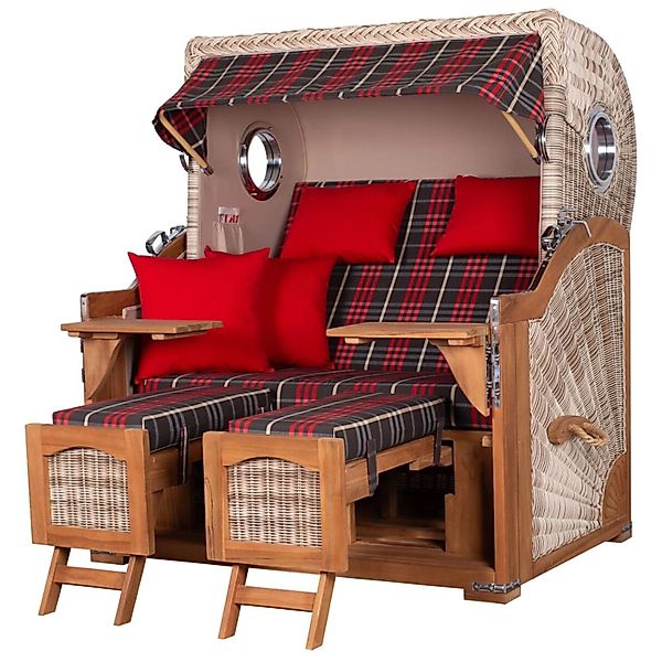 bene,iving Strandkorb Komplettset Ammersee Grande XL Teak Bullauge PE Shell günstig online kaufen