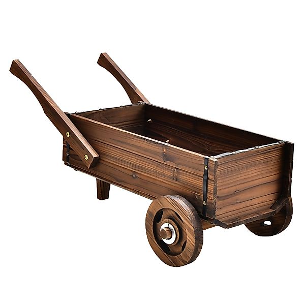 Costway Blumenwagen Holz Pflanzwagen mit Rädern und Griffen Braun günstig online kaufen