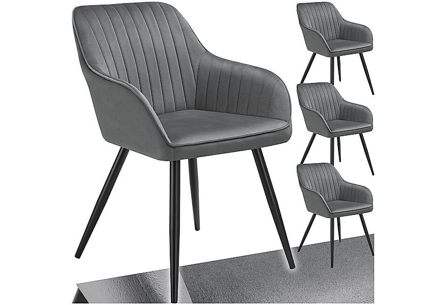 tectake Esszimmerstuhl Stuhl Marilyn, Samtoptik, gesteppt (Set, 4 St), Extr günstig online kaufen