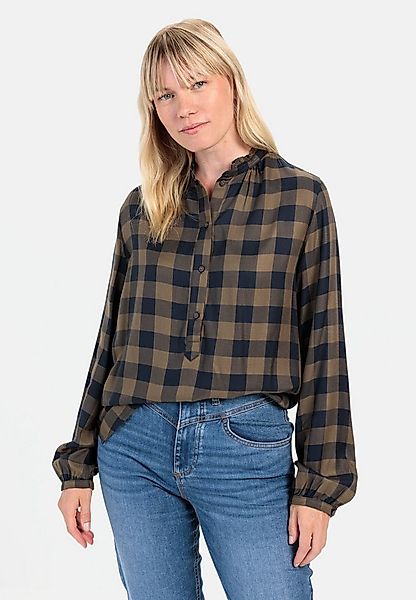 camel active Hemdbluse Karobluse aus Viskose Langarm Stehkragen kariert günstig online kaufen
