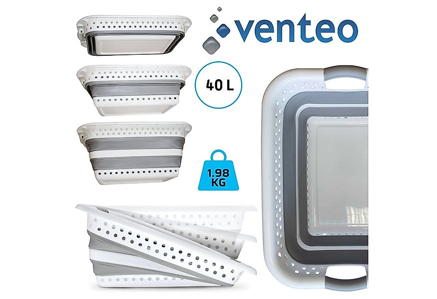 Venteo Ausziehwäschekorb Foldable Container (Spar Set, 2 St., 1er oder 2er günstig online kaufen