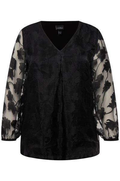 Ulla Popken Druckbluse Bluse doppellagig V-Ausschnitt günstig online kaufen