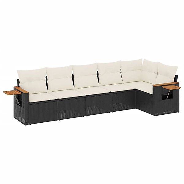 vidaXL 6-Tlg Garten-Sofagarnitur mit Kissen Schwarz Poly Rattan 3259228 günstig online kaufen