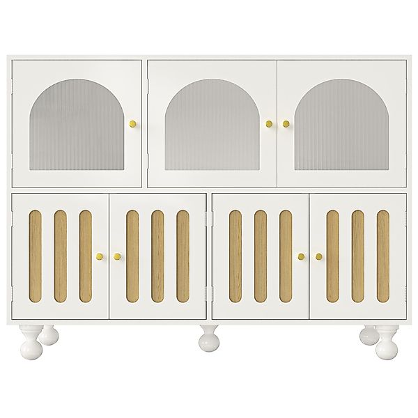 Küchenschrank, Sideboard mit Klaviertasten-Design, Runde Säulenbeine, struk günstig online kaufen