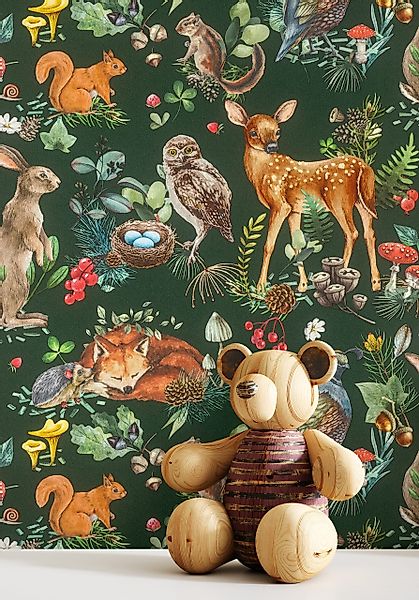 Newroom Vliestapete, Grün Tapete Kinder Tiere günstig online kaufen