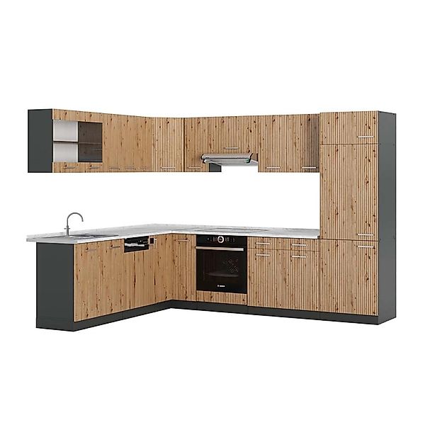 Vicco R-Line Eckküche Artisan Eiche/Anthrazit 227 x 287 cm AP Marmor ohne E günstig online kaufen