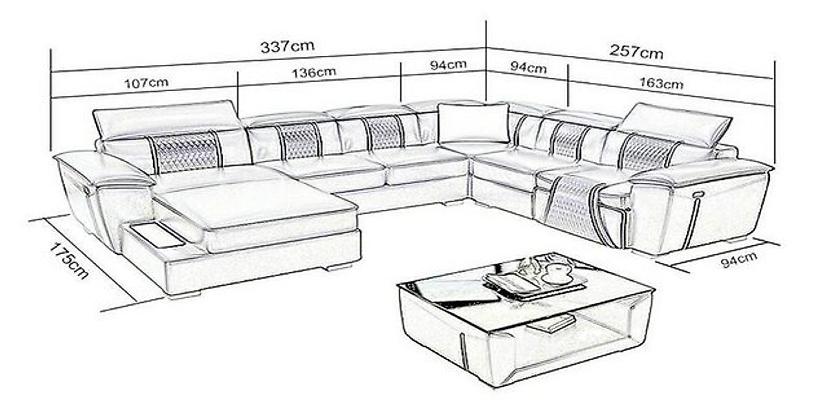 JVmoebel Sofa Ledersofa Couch Polster Designersofa Leder Sofas Sofa U-Form günstig online kaufen