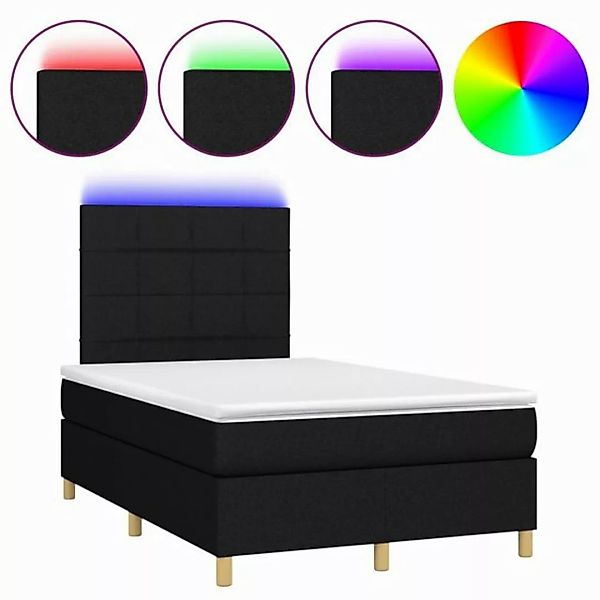 vidaXL Boxspringbett Boxspringbett mit Matratze LED Schwarz 120x200 cm Stof günstig online kaufen