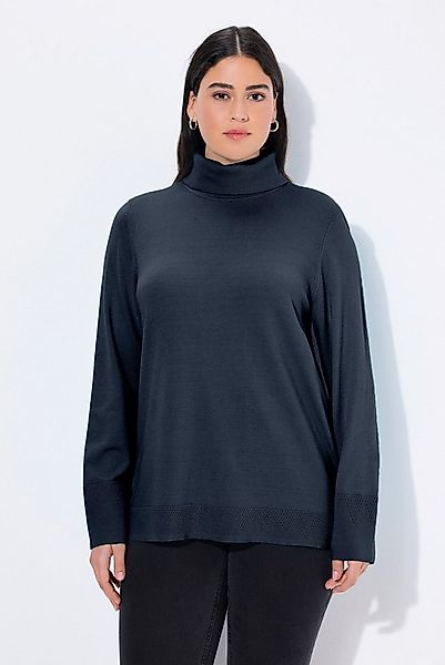 Ulla Popken Strickpullover Rollkragenpullover breite Rippbündchen Langarm günstig online kaufen