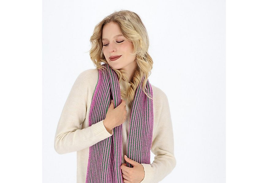 halsüberkopf Accessoires Strickschal mit 2-farbiger Rippe, aus extra feiner günstig online kaufen