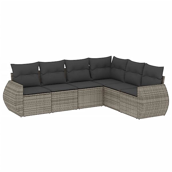 vidaXL 6-Tlg Garten-Sofagarnitur mit Kissen Grau Poly Rattan 3253747 günstig online kaufen