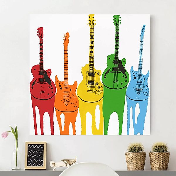 Leinwandbild - Quadrat Retro Guitars günstig online kaufen