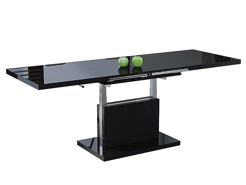 Mazzoni Couchtisch Aston Schwarz Hochglanz stufenlos höhenverstellbar auszi günstig online kaufen