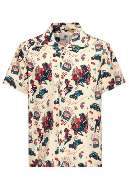 KingKerosin Kurzarmhemd Rockabilly Devil mit Allover-Artwork-Print günstig online kaufen