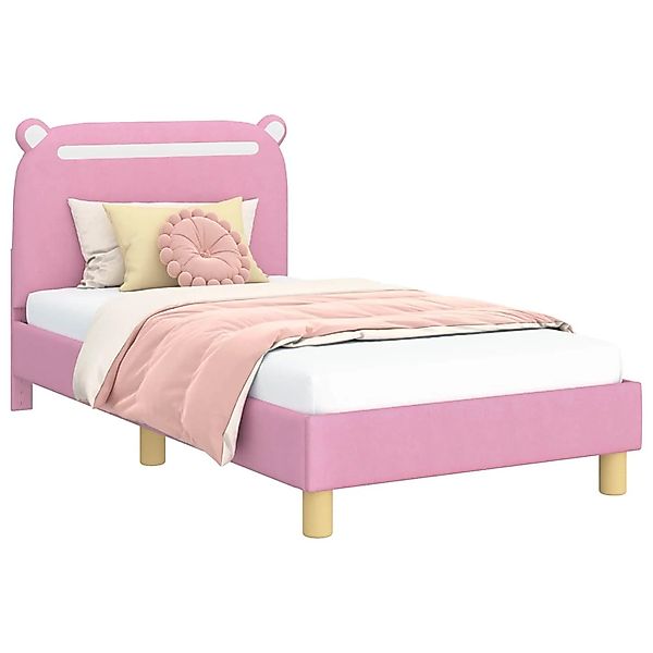 vidaXL Kinderbettgestell mit Kopfteil Rosa 80 x 160 cm Stoff 42011212 günstig online kaufen