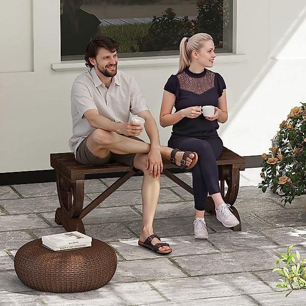 Outsunny Gartenbank Holz wetterfest 98 x 50 x 39,5 cm, rustikale Sitzbank f günstig online kaufen