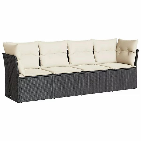 vidaXL 4-tlg Garten-Sofagarnitur mit Kissen Schwarz Poly Rattan Modell 10 günstig online kaufen