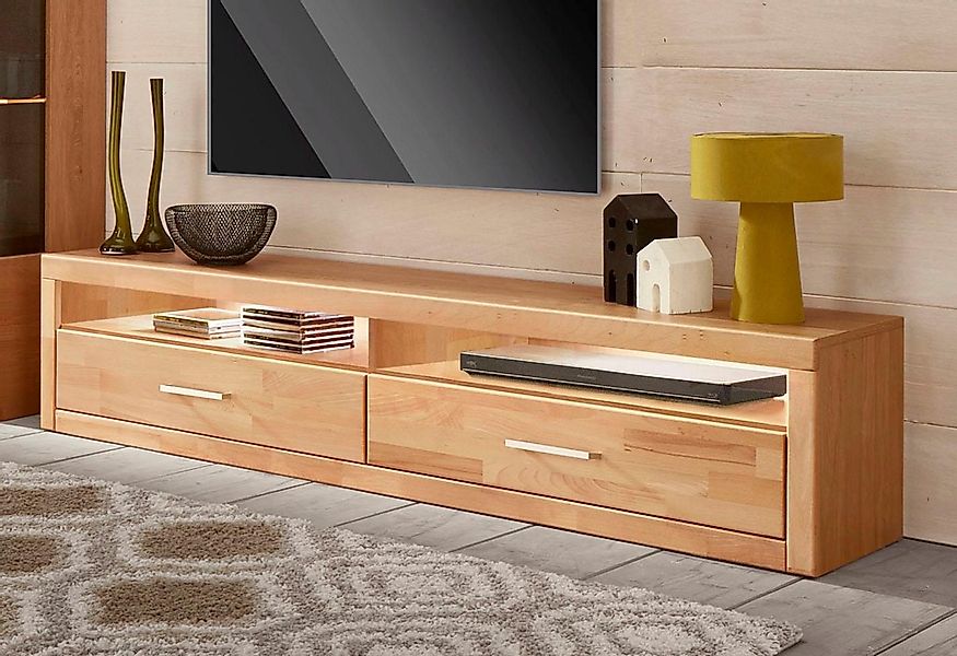 Home affaire Lowboard "Ribe,180cm breit, Fronten Massivholz,4 Fächer,Kabeld günstig online kaufen