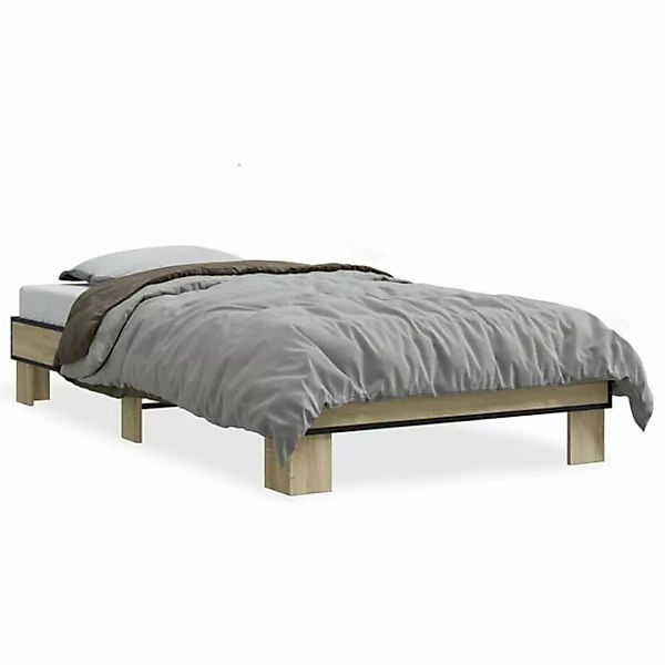 vidaXL Bettgestell, Bettrahmen Sonoma-Eiche 90x190 cm Holzwerkstoff und Met günstig online kaufen