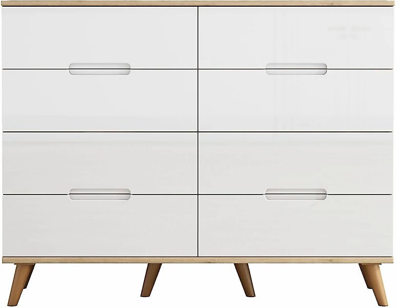 OTTO home Kommode "Lund" mit glänzenden Fronten, Griffmulden, helles Holzde günstig online kaufen