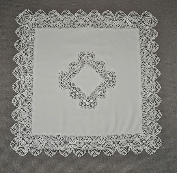 Stickereien Plauen Mitteldecke "Tischdecke Rosenzauber" Plauener Spitze, Ma günstig online kaufen